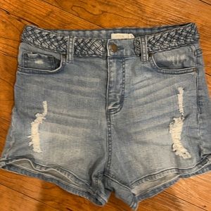 Harper Braided Distressed Jean Shorts 3.5